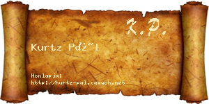 Kurtz Pál névjegykártya